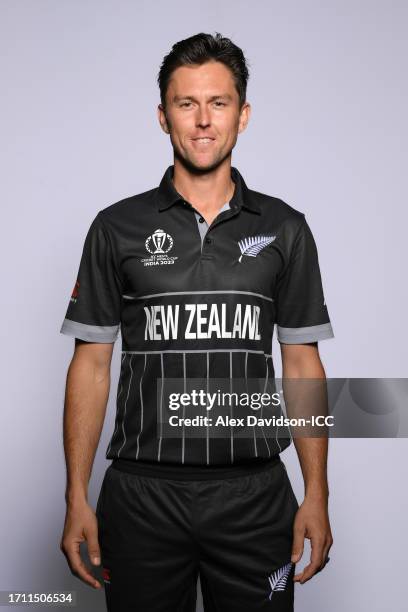 Trent Boult of New Zealand poses for a portrait ahead of the ICC Men's Cricket World Cup India 2023 on October 01, 2023 in Thiruvananthapuram, India.