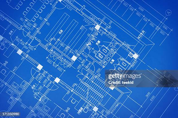 blueprint for construction-engineering concept document - building plan stock pictures, royalty-free photos & images