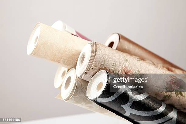 rolls of wallpaper - scroll stock pictures, royalty-free photos & images