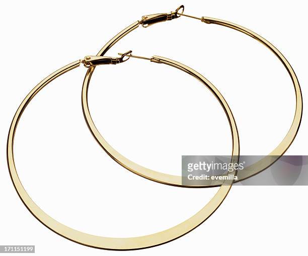 earrings - gold hoop earring stock pictures, royalty-free photos & images