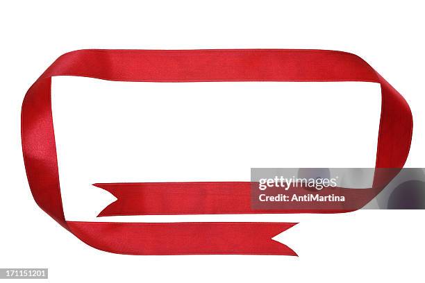 red ribbon as frame isolated on white - geschenkband stock pictures, royalty-free photos & images