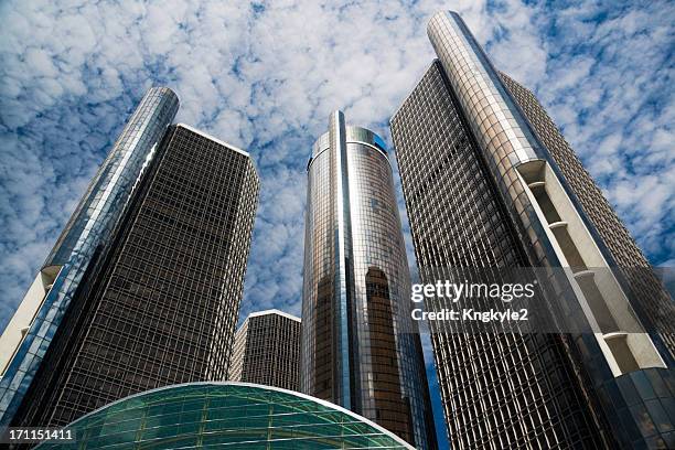 arranha-céus de detroit - renaissance center - fotografias e filmes do acervo