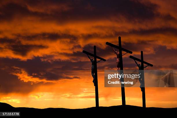 good friday  ... three crosses - crucifixion stock pictures, royalty-free photos & images