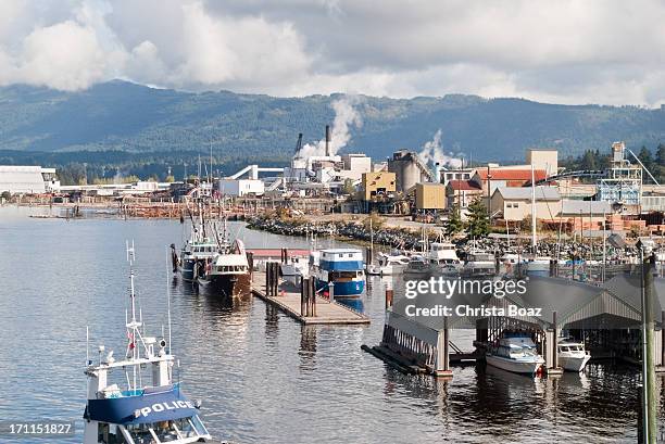 port alberni harbour - bc commercial fishing boats stock pictures, royalty-free photos & images