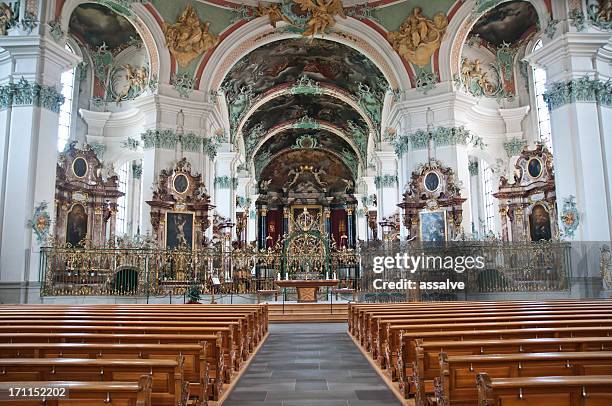 inside the cathedral from abbey of st. gallen - st gallen stock pictures, royalty-free photos & images