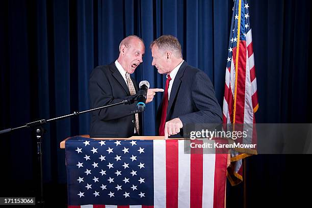 debating politicians - american flag on stage stock pictures, royalty-free photos & images