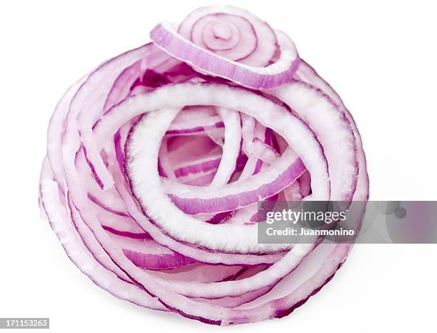 raw red onion rings - spanish onion 個照片及圖片檔