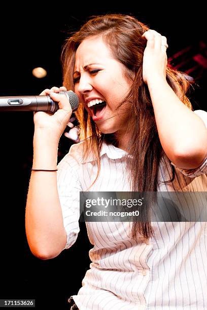 young pop star - girl open mouth stockfoto's en -beelden