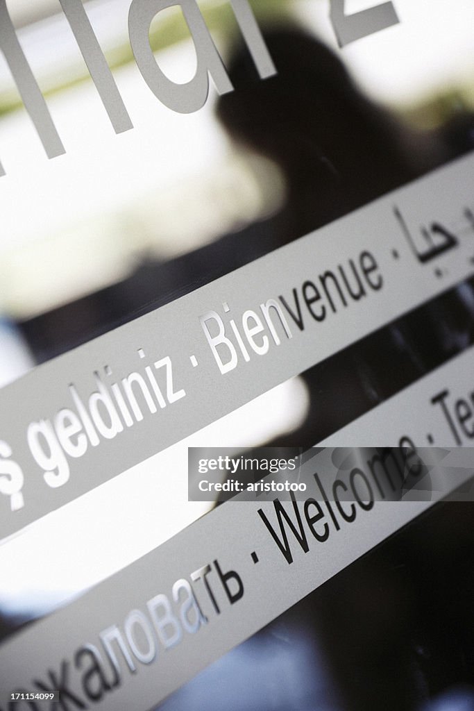 Welcome on Airport Revolving Door