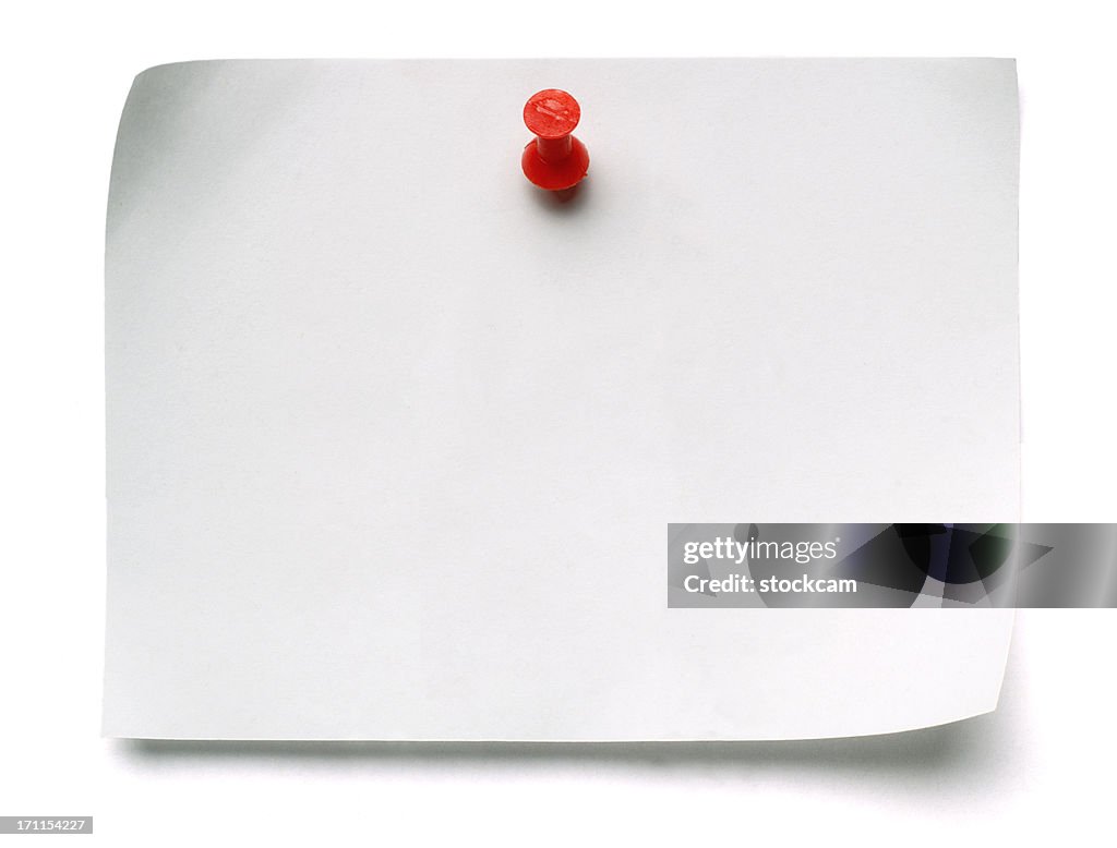 White Post-it Note with Push Pin