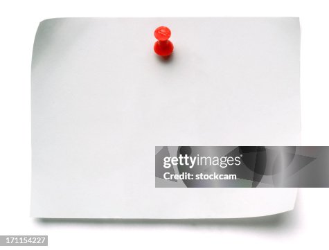 White Post-it Note with Push Pin White Post-it Note with Push Pin