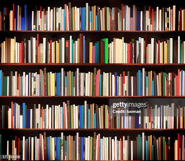 new books in a bookstore - book spine stock pictures, royalty-free photos & images