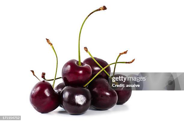 pile of cherry isolated on white - cherry isolated stock pictures, royalty-free photos & images