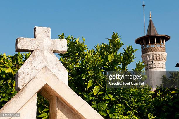 church and mosque in antakya, hatay, turkey - antakya stock pictures, royalty-free photos & images