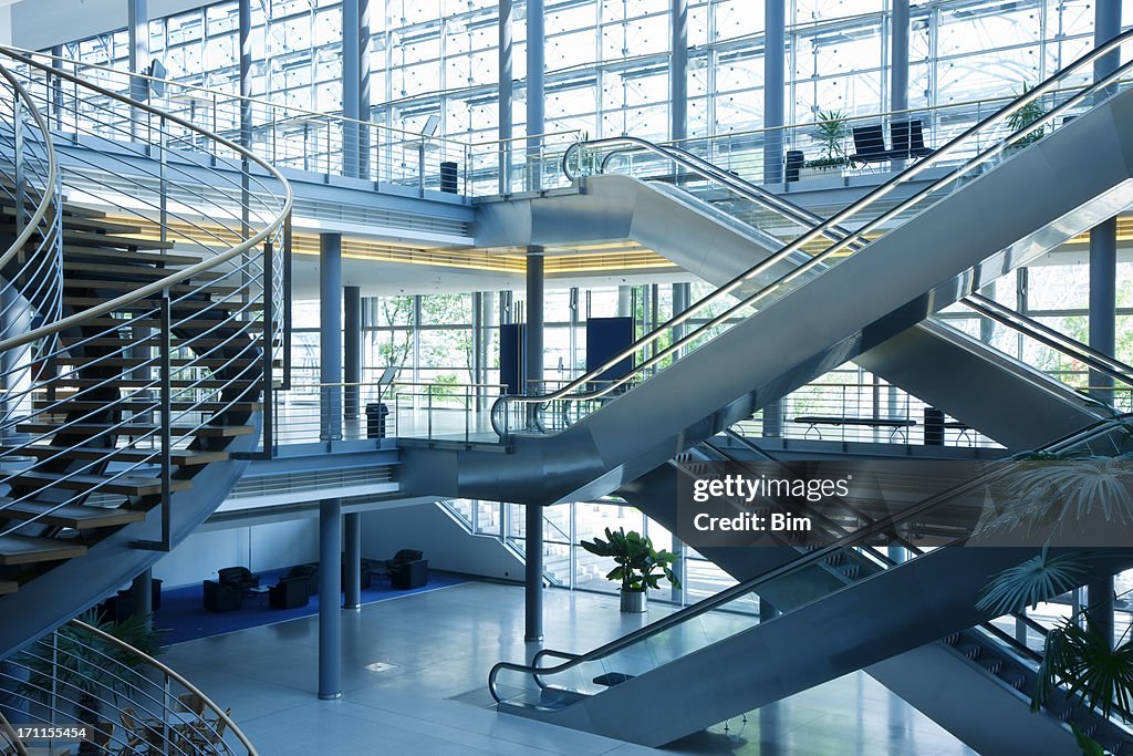 Stairs and Escalators in Modern Office Building