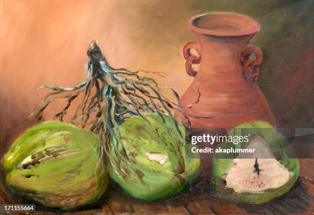stockillustraties, clipart, cartoons en iconen met green coconuts - stilleven