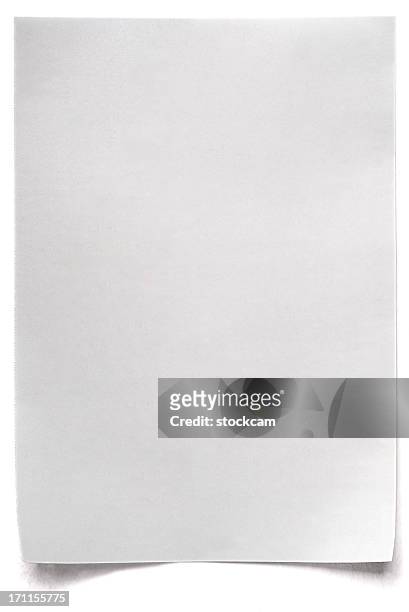 bianco isolato vuoto di carta - curled paper foto e immagini stock