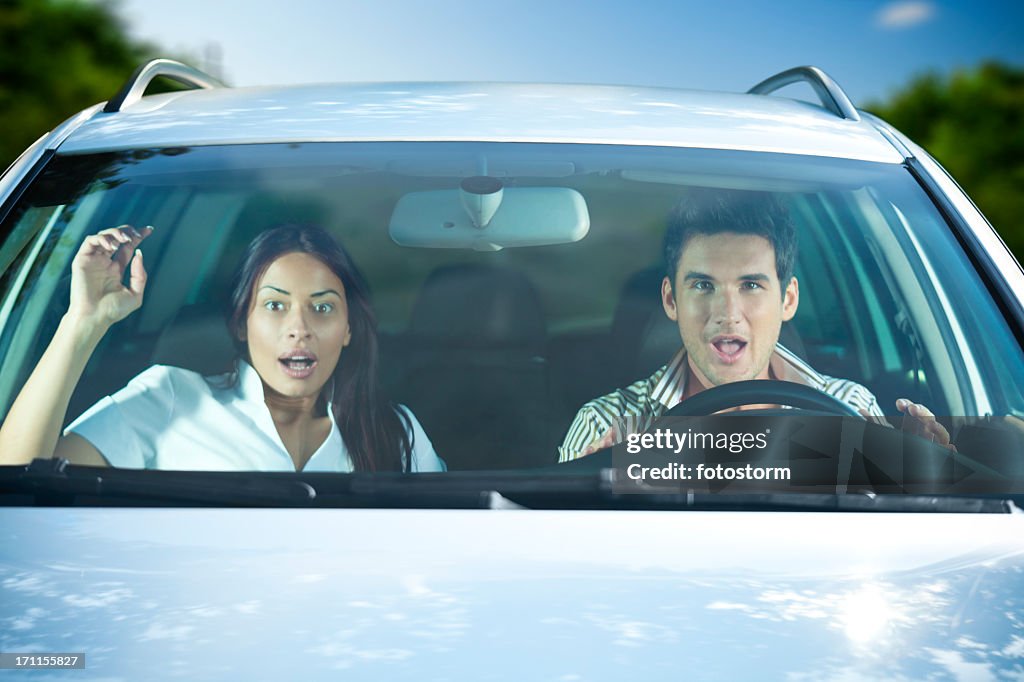 Scared Couple In The Car