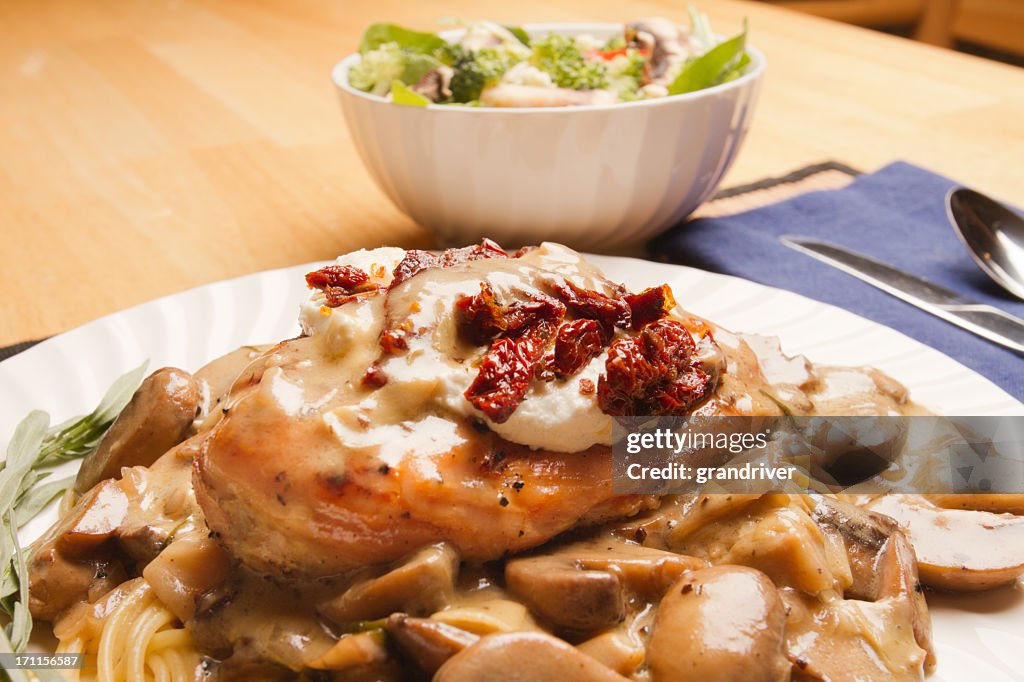 Chicken Marsala with Sun dried Tomatoes and Pasta