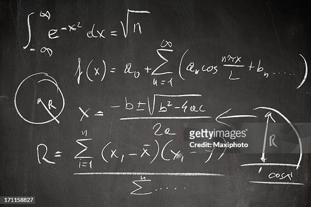 math formula on blackboard - mathematical symbol stock illustrations