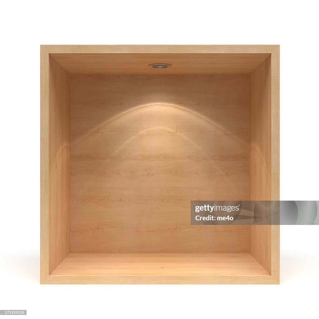 3d empty  wooden shelf