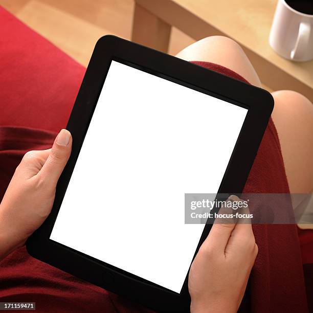 holding white screen tablet pc - homescreen stock pictures, royalty-free photos & images