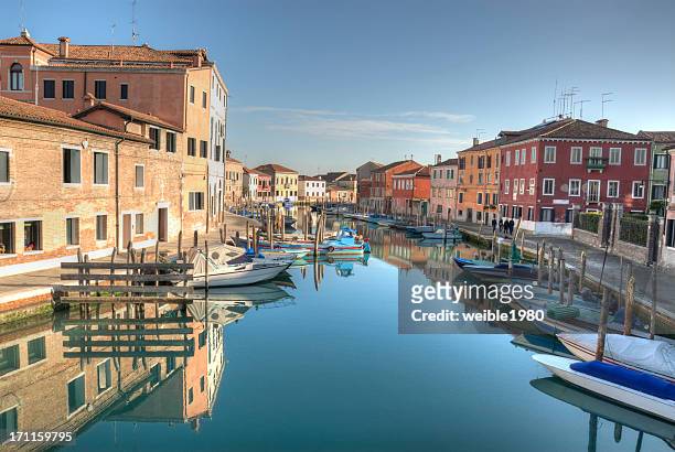 murano blue water and boats - murano stock pictures, royalty-free photos & images