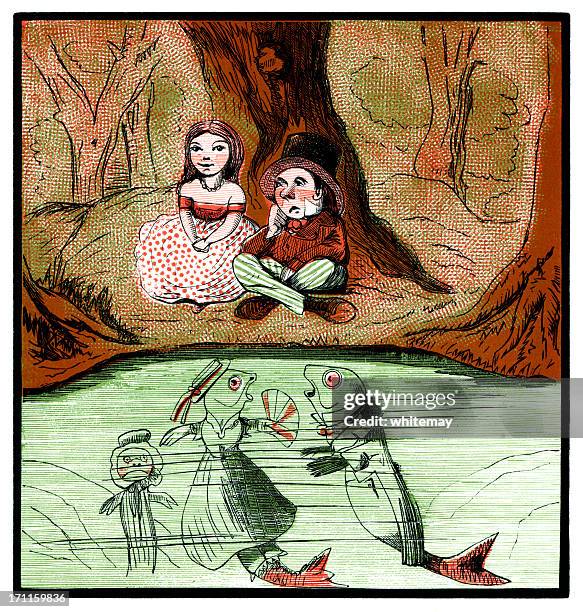 fishy goings-on (victorian cartoon) - ignoring child stock illustrations