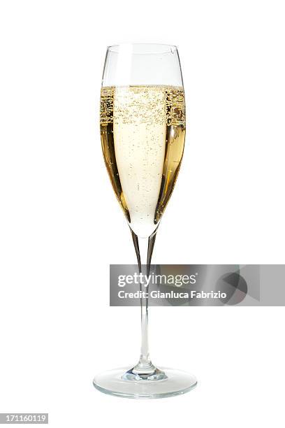 glass of champagne - champagneglas stockfoto's en -beelden
