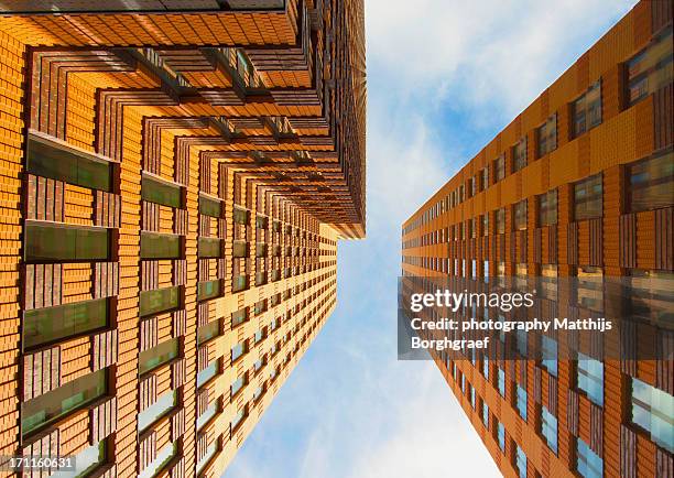highrise in amsterdam's financial district - directly below stock pictures, royalty-free photos & images