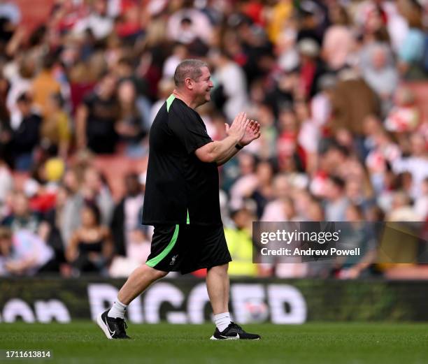 Matt Beard manager of Liverpool Women showing his appreciation to the fans at the end of the Barclays Women's Super League match between Arsenal FC...