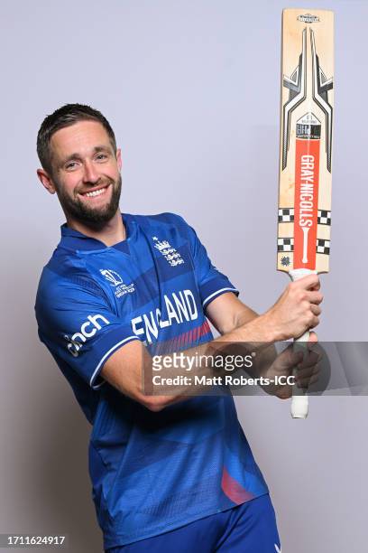 Chris Woakes of England poses for a portrait ahead of the ICC Men's Cricket World Cup India 2023 on October 01, 2023 in Guwahati, India.