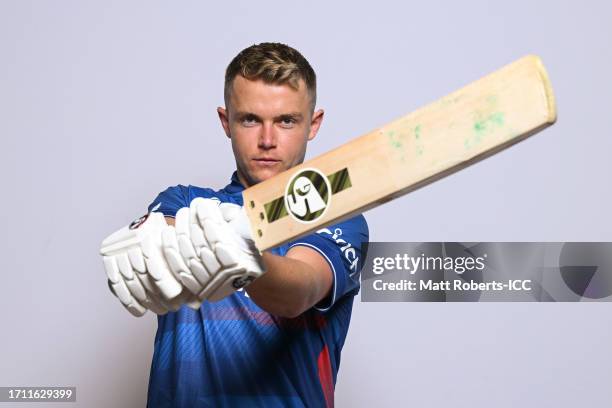 Sam Curran of England poses for a portrait ahead of the ICC Men's Cricket World Cup India 2023 on October 01, 2023 in Guwahati, India.