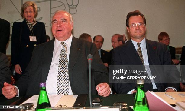 German Chancellor Helmut Kohl and Foreign Minister Klaus Kinkel at the start of the European Conference at Lancaster House 12 March.Leaders of the...