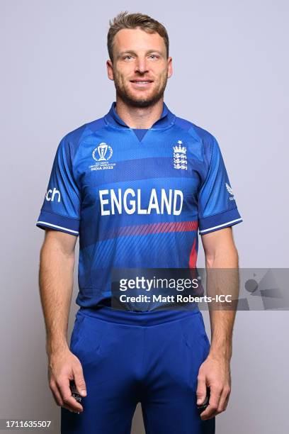 Jos Buttler of England poses for a portrait ahead of the ICC Men's Cricket World Cup India 2023 on October 01, 2023 in Guwahati, India.