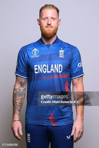 Ben Stokes of England poses for a portrait ahead of the ICC Men's Cricket World Cup India 2023 on October 01, 2023 in Guwahati, India.