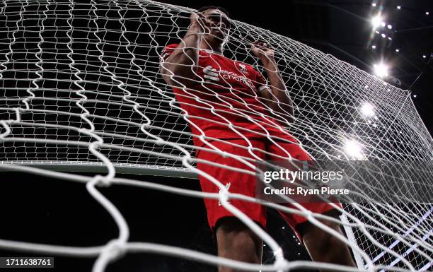 Trent Alexander-Arnold of Liverpool reacts after Tottenham scored the winning goal during the Premier League match between Tottenham Hotspur and...