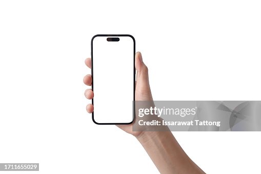 Woman hand holding smartphone isolated on white background Woman hand holding smartphone isolated on white background