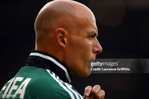 Referee Howard Webb looks on during the FIFA Confederations Cup Brazil 2013 Group A match between Japan and Mexico at Estadio Mineirao on June 22,...