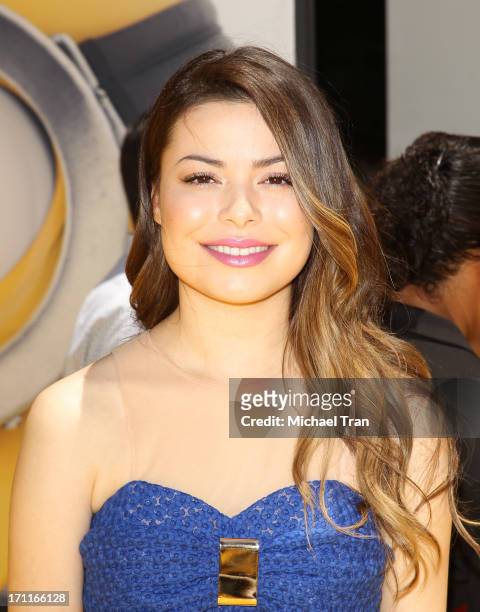 Miranda Cosgrove arrives at the Los Angeles premiere of "Despicable Me 2" held at Universal CityWalk on June 22, 2013 in Universal City, California.