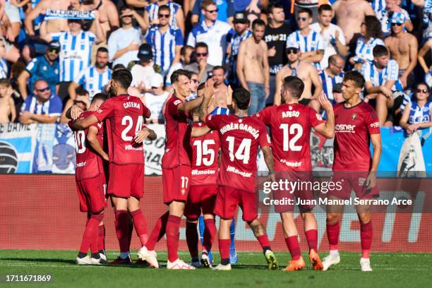 Ante Budimir of CA Osasuna celebrates after scoring his team's second goal during the LaLiga EA Sports match between Deportivo Alaves and CA Osasuna...