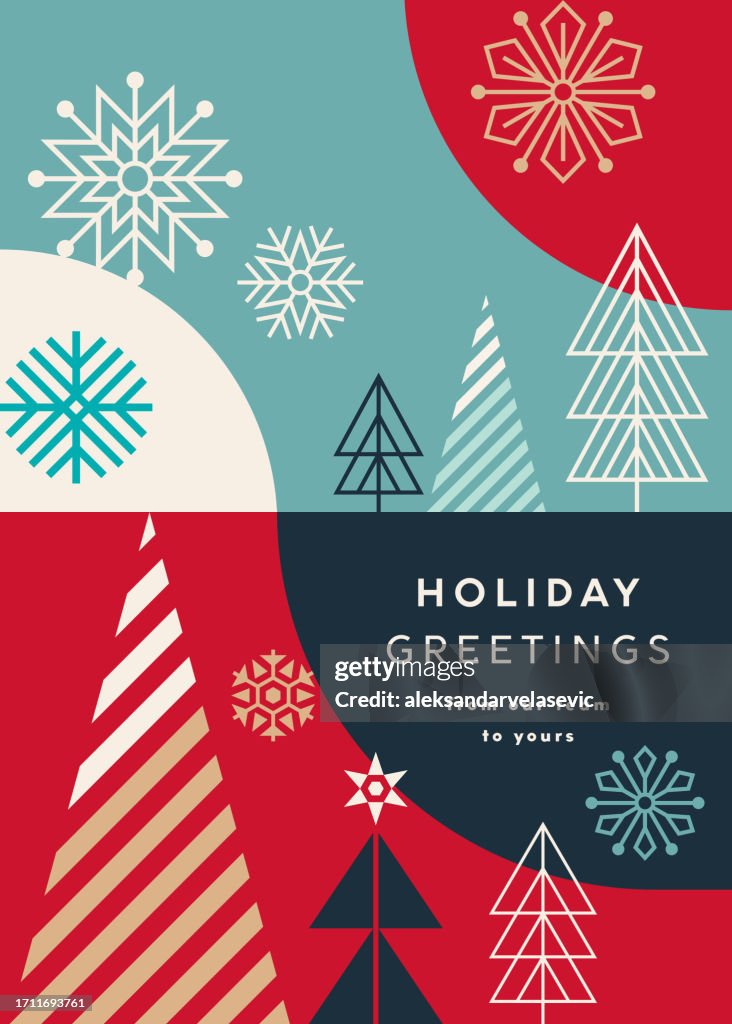 Modern Geometric Holiday Christmas Card Design