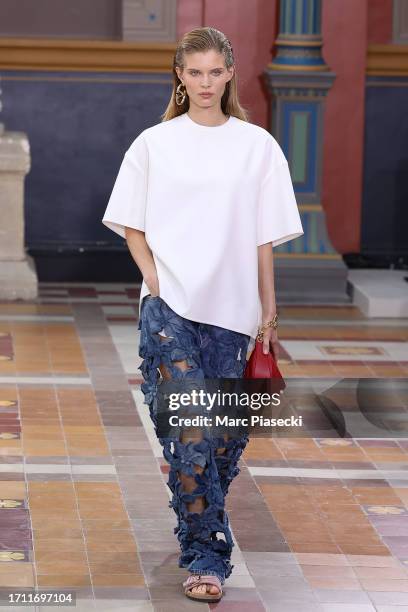 Model walks the runway during the Valentino Womenswear Spring/Summer 2024 show as part of Paris Fashion Week on October 01, 2023 in Paris, France.