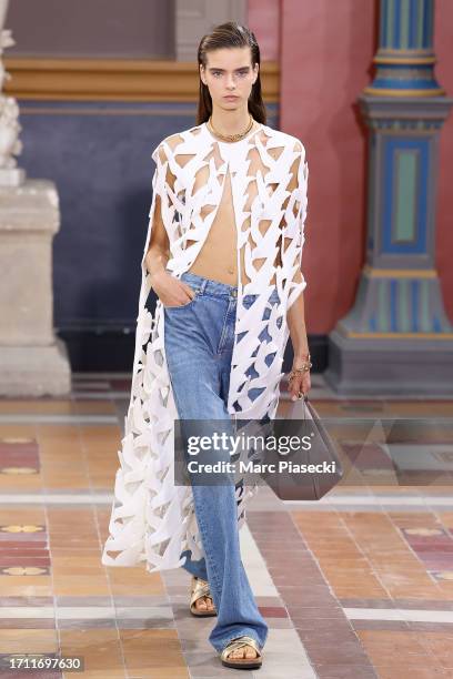 Model walks the runway during the Valentino Womenswear Spring/Summer 2024 show as part of Paris Fashion Week on October 01, 2023 in Paris, France.