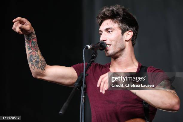 Bassist Sergio Anello of The Early November performs at the Vans Warped Tour on June 15, 2013 in Seattle, Washington.