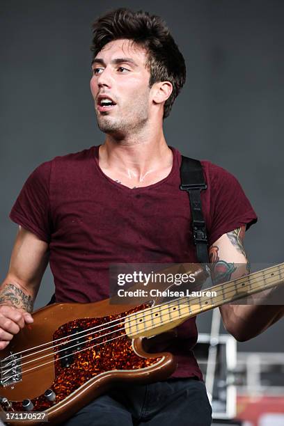 Bassist Sergio Anello of The Early November performs at the Vans Warped Tour on June 15, 2013 in Seattle, Washington.
