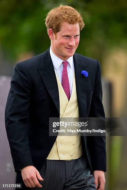 Prince Harry attends the wedding of Lady Melissa Percy and Thomas Van Straubenzee at St Michael's Church on June 22, 2013 in Alnwick, England.