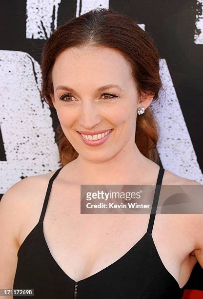 Actress Allison Marie Volk arrives at the premiere of Walt Disney Pictures' "The Lone Ranger" at Disney California Adventure Park on June 22, 2013 in...