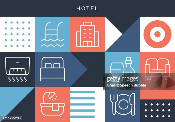 hotel related design with line icons. - motel stock illustrations