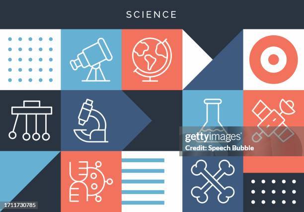 science related design with line icons. - laboratory for atmospheric and space physics stock illustrations